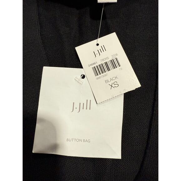 NWT J. Jill Button Front Cardigan Sweater V Neck Lightweight Womens Sz XS Black - Picture 2 of 9